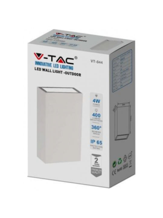 V-TAC Wall-Mounted Outdoor Ceiling Light LED IP65 4W with Cool White Light Double Beam 8.3x3x12.3εκ.