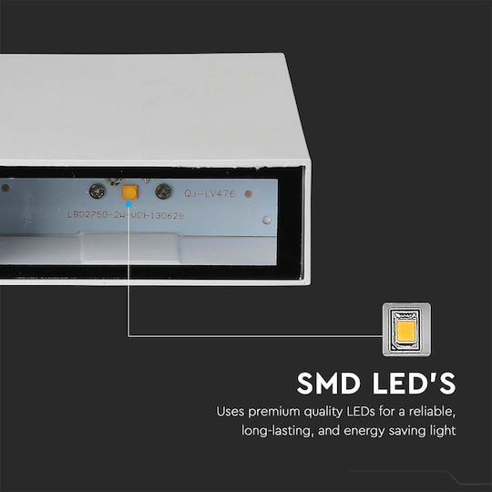 V-TAC Επιτοίχια Εξωτερική Πλαφονιέρα LED IP65 4W με Ψυχρό Λευκό Φως Διπλής Δέσμης 8.3x3x12.3εκ.