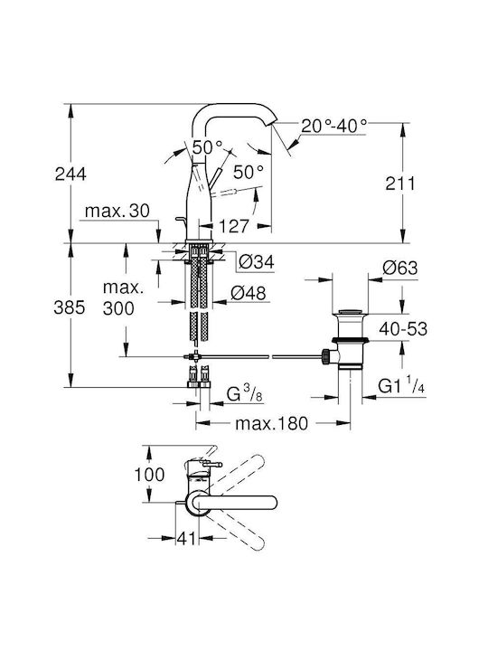 Grohe Essence Mixing Tall Sink Faucet Silver
