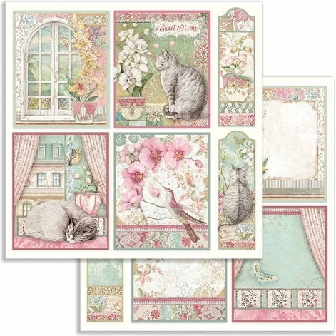 Stamperia Orchids and Cats Scrapbooking Leaves Double Sided 190gr/m² 10 Sheets 10pcs