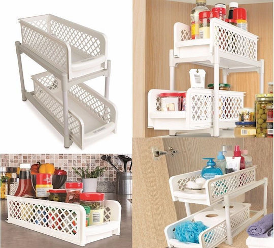 03006BDR50WH An der Wand montiert Badezimmerregal Kunststoff mit 2 Regalböden 38.1x19x36.2cm Weiß