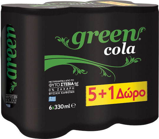 Green Cola Stevia Cola mit Kohlensäure, Zuckerfrei in Kiste 6x330ml