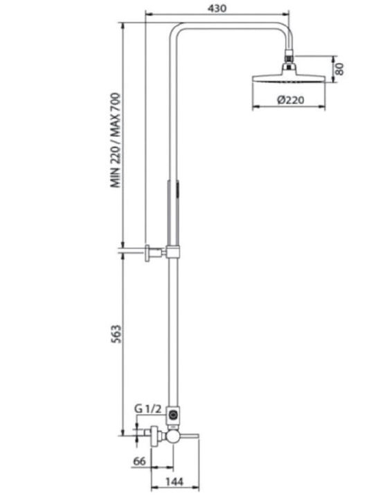 Teorema Lab Adjustable Shower Column with Bathtub Mixer 50-100 White