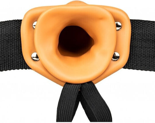 Shots Real Rock Hollow Gurtzeug mit Dildo 27cm in Braun Farbe