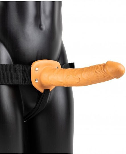 Shots Real Rock Hollow Gurtzeug mit Dildo 27cm in Braun Farbe