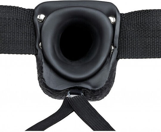 Shots Real Rock Hollow With Balls Harness with Dildo 27cm and Vibration in Black Color
