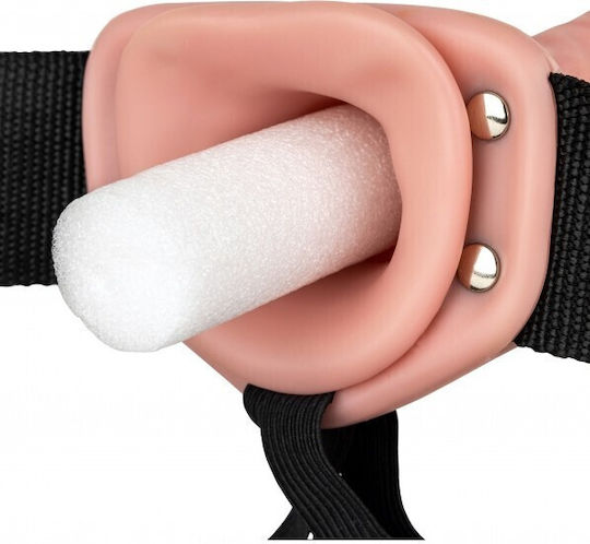 Shots Real Rock Hollow Harness με Dildo 24.5cm στο χρώμα του δέρματος