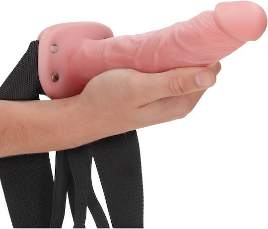 Shots Real Rock Hollow Harness με Dildo 24.5cm στο χρώμα του δέρματος