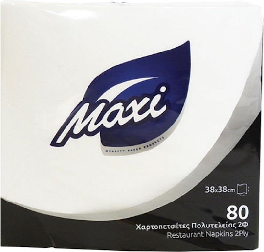 Maxi Luxury Napkin 2-Ply White 38x38cm 80pcs