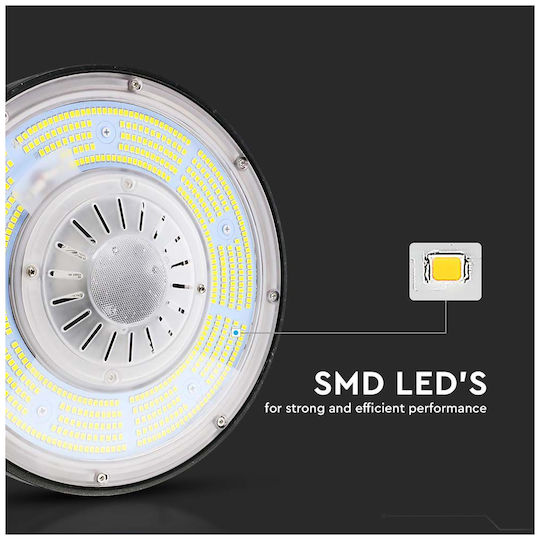 V-TAC Commercial Bell Light 200W Natural White 37000lm with Built-in LED Black Ø30.5xH22.1cm