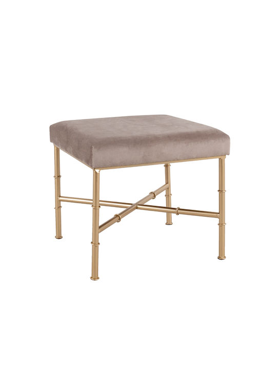 Hocker Für das Wohnzimmer Gepolstert mit Samt Victor Beige 47x47x43cm