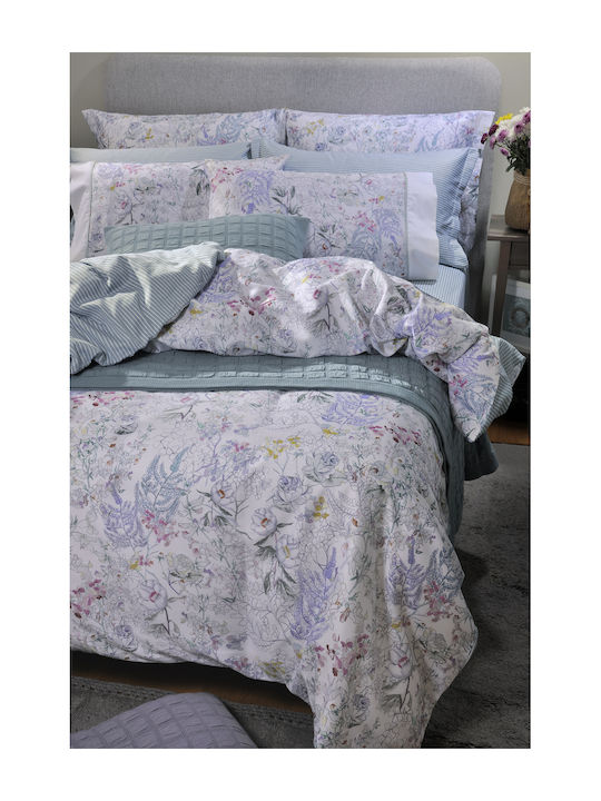 Down Town Home 786 Super Double Cotton Satin Duvet Cover Set with Pillowcases 235x245 Mint