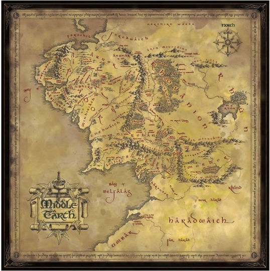Harta Pământului de Mijloc Lord of the Rings Puzzle 2D 1000 Piese