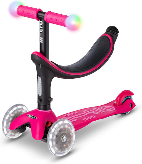 Micro Kids Scooter Foldable Mini2grow 3-Wheel with Seat for 12 Months Fuchsia