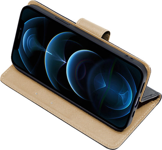 Sonique Trend Wallet Δερματίνης Μαύρο / Χρυσό (Huawei Nova Y70)