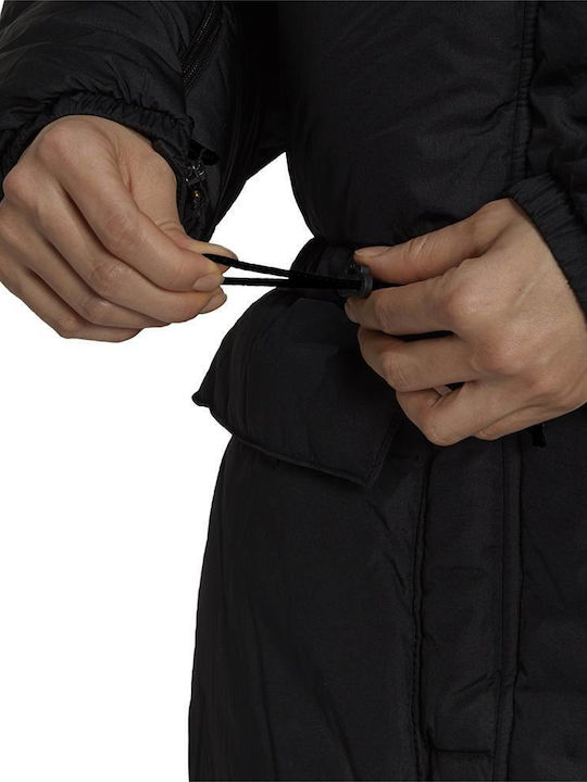 Fashion Down Μακρύ Γυναικείο Puffer Μπουφάν για Χειμώνα Μαύρο