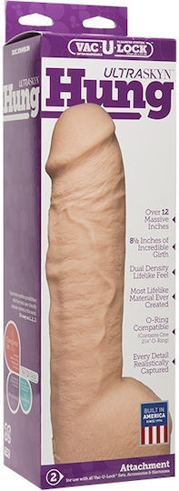 Doc Johnson Vac-u-lock Ultraskyn Hung Realistic Dildo with Scrotum Flesh 30cm