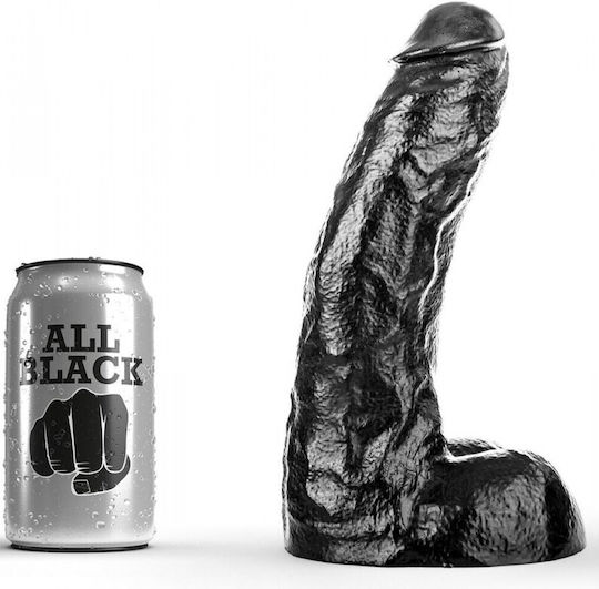 All Black Dong Ρεαλιστικό Dildo με Όρχεις Μαύρο 25.5cm