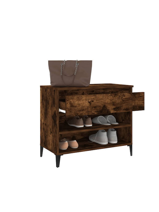 Metallic Shoe Organizer with 2 Shelves Smoked Oak 70x36x60cm