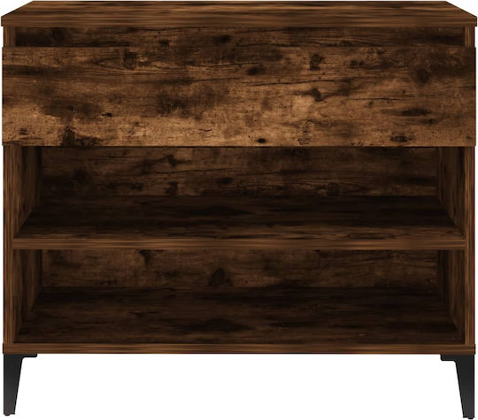 Metalică Suport pentru pantofi cu 2 Rafturi Stejar afumat L70xW36xH60cm