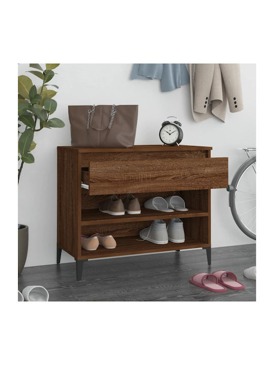 Metallic Shoe Organizer with 2 Shelves Smoked Oak 70x36x60cm