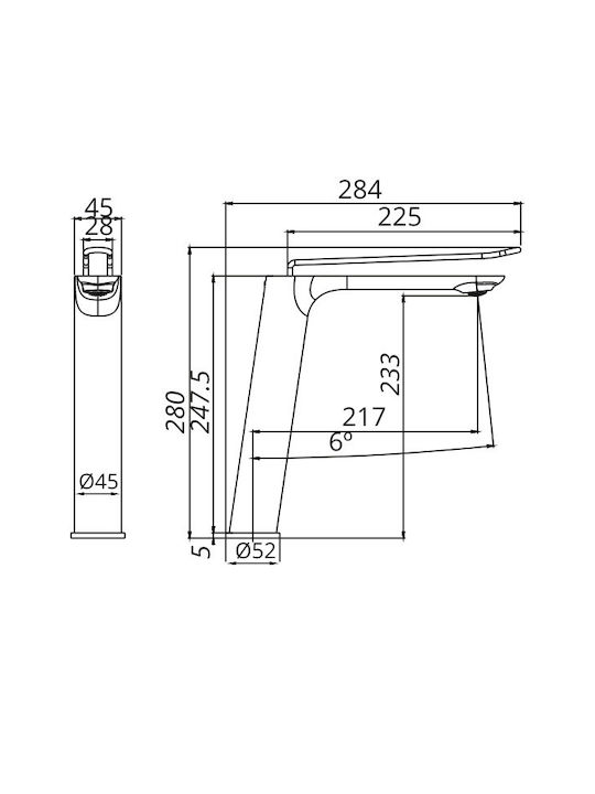 Excel Mona Mixing Tall Waterfall Sink Faucet Rose Gold