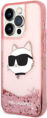 Karl Lagerfeld Glitter Choupette Head Silicone Back Cover Pink (iPhone 14 Pro Max)
