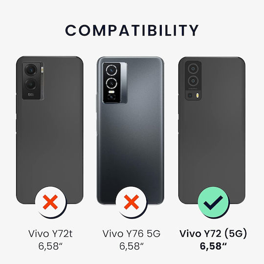 KWmobile Cherry Blossoms Back Cover Silicone with Strap Dark Brown / Transparent (Vivo Y72 5G)