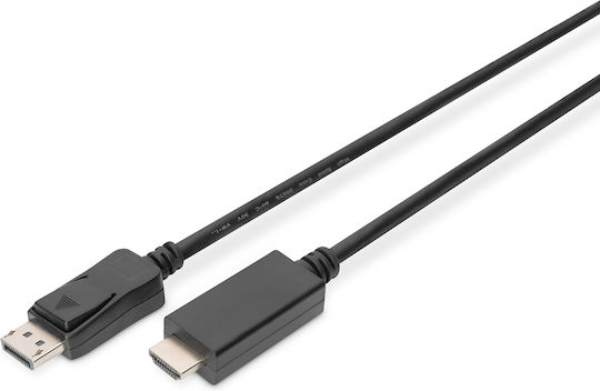 Digitus Cable DisplayPort male - HDMI male 1m Μαύρο (AK-340303-010-S)