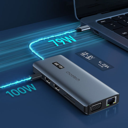 Choetech USB-C Docking Station with HDMI 4K Ethernet Gray (HUB-M26)