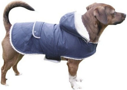 Kerbl Teddy Hundemantel Wasserdicht / Winddicht Kapuzen Blau mit Rückenlänge 43 cm. 84930