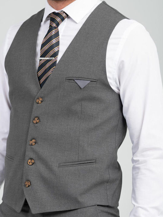 Vittorio Artist Men's Vest "TREVIO" Grey Slim Fit (TREVIO) (64% Polyester, 34% Viscose, 2% Lycra)