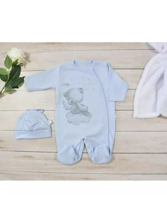 Jukki Set Baby Strampler Langärmliges mit Zubehör Hellblau