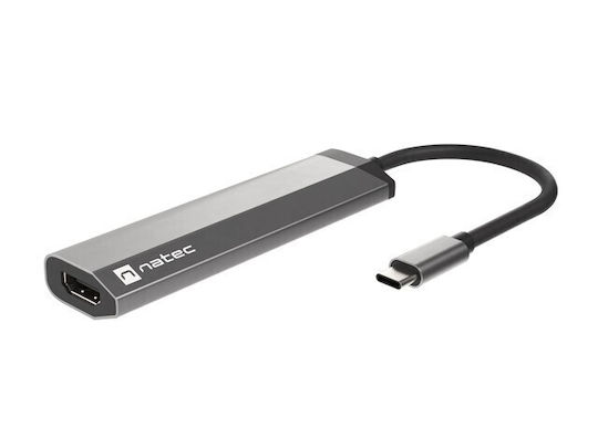Natec Fowler Slim USB-C Docking Station mit HDMI 4K PD Gray