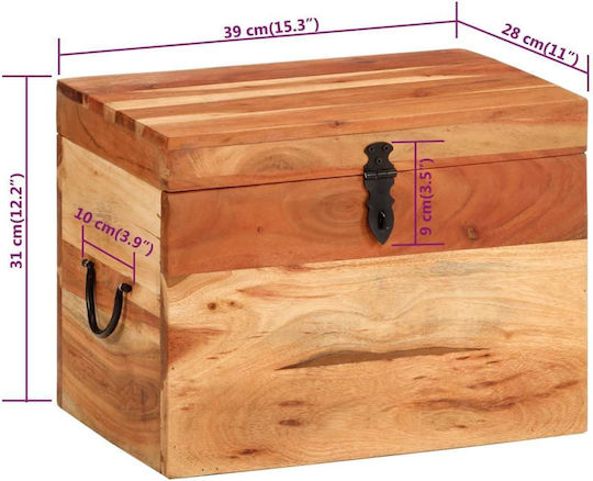 vidaXL Wooden Decorative Trunk Brown 39x28x31cm