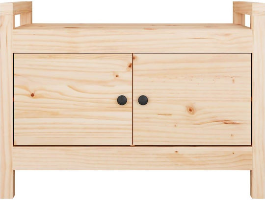 Dulap Pentru Pantofi Cu Banc Din Lemn Masiv Bej L80xA40xÎ60cm