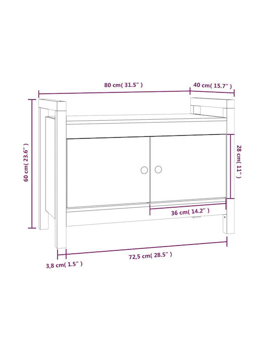 Mobilier de Intrare cu Dulap pentru Pantofi & Bancă Natural 80x40x60cm