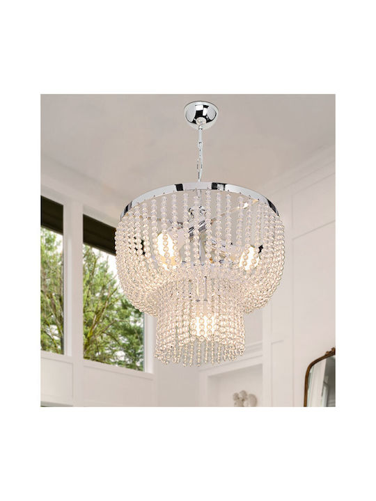 Pakketo PWL-1186 Chandelier with Crystals 4xE27 Silver 40cm 147-000103