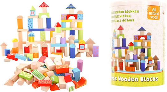 Ecotoys Building Blocks Set Wooden Colored Wooden Building Blocks for 1.5+ Years 100 Pieces