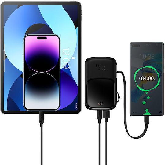 Baseus Qpow Digital Display Power Bank 10000mAh 22.5W with USB-A Port and 2 USB-C Ports Power Delivery Black
