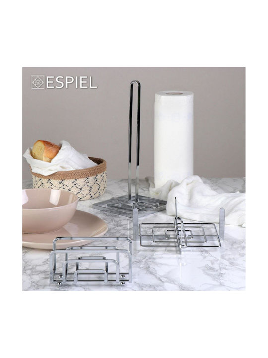 Espiel Metallic Napkin Holder Silver 21x21x8cm MTT106