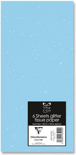 Clairefontaine Χαρτί Αφής/Μεταξόχαρτο Glitter Τιρκουάζ 6 Φύλλα 50x70εκ.