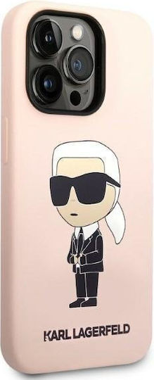 Karl Lagerfeld Ikonik Umschlag Rückseite Silikon Rosa (iPhone 14 Pro)