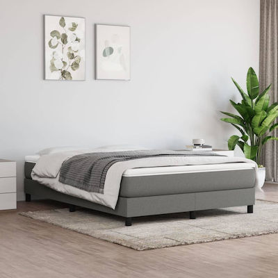 Bed Base Double made of Wood Dark Grey 140x190cm.