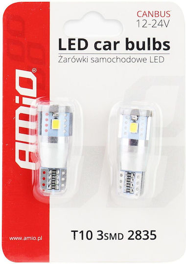 AMiO Lamps Car T10 / W5W Canbus LED 5600K Cold White 12-24V 5W 2pcs