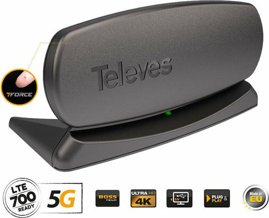 Televes Innova T-Force 5G LTE HD Boss 130220 Indoor TV Antenna (Requires Power Supply) Black