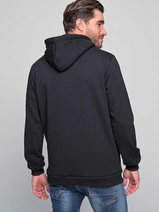 Ben Tailor Rick Men's Sweatshirt Jacket with Hood and Pockets Black