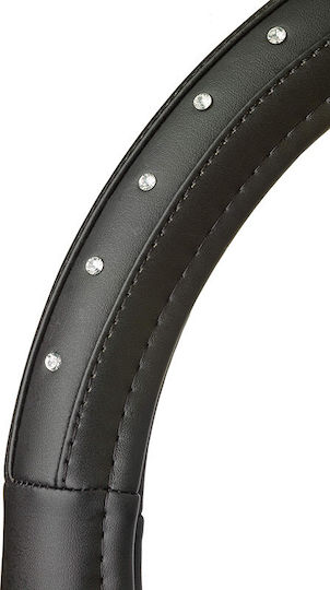 Sumex Car Steering Wheel Cover Black Diamonds with Diameter 37-39cm made of Leatherette Black
