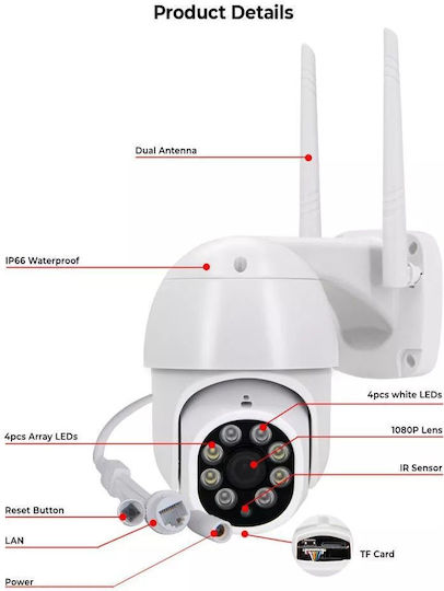 Camwon WIP-TY300P IP Κάμερα Παρακολούθησης Wi-Fi Full HD 1080p Αδιάβροχη με Αμφίδρομη Επικοινωνία και Φακό 3.6mm