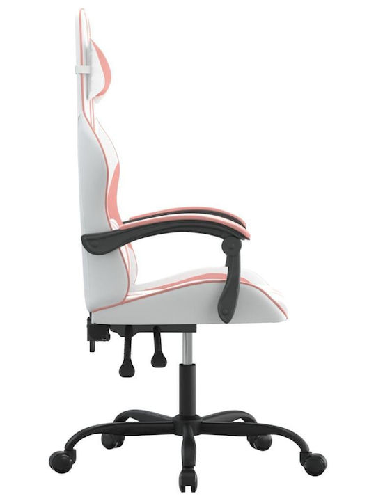 vidaXL 349528 Καρέκλα Gaming Δερματίνης Λευκό/Ροζ
